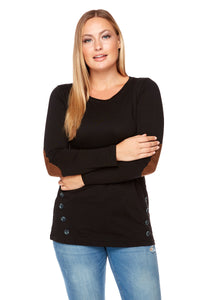 AMIEE Long Sleeve Elbow Patches Tee