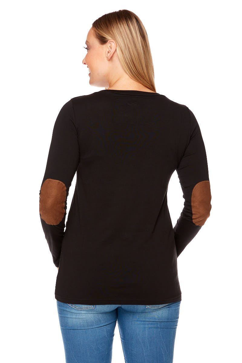 AMIEE Long Sleeve Elbow Patches Tee