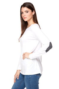 AMIEE Long Sleeve Elbow Patches Tee
