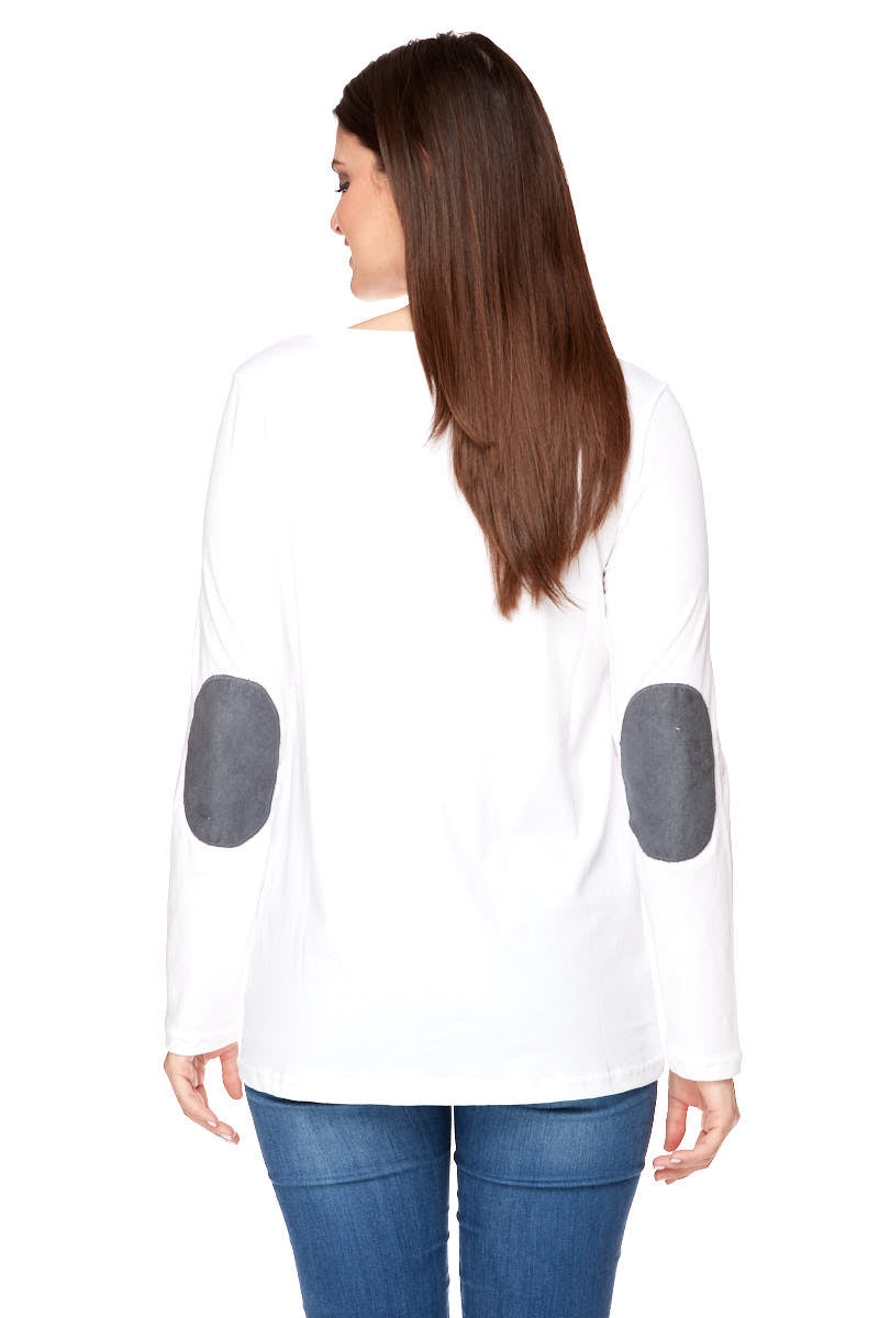 AMIEE Long Sleeve Elbow Patches Tee