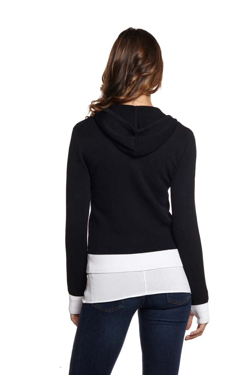 BRIANNA Zip Front Hoodie Contrast Trim