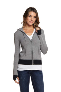 BRIANNA Zip Front Hoodie Contrast Trim