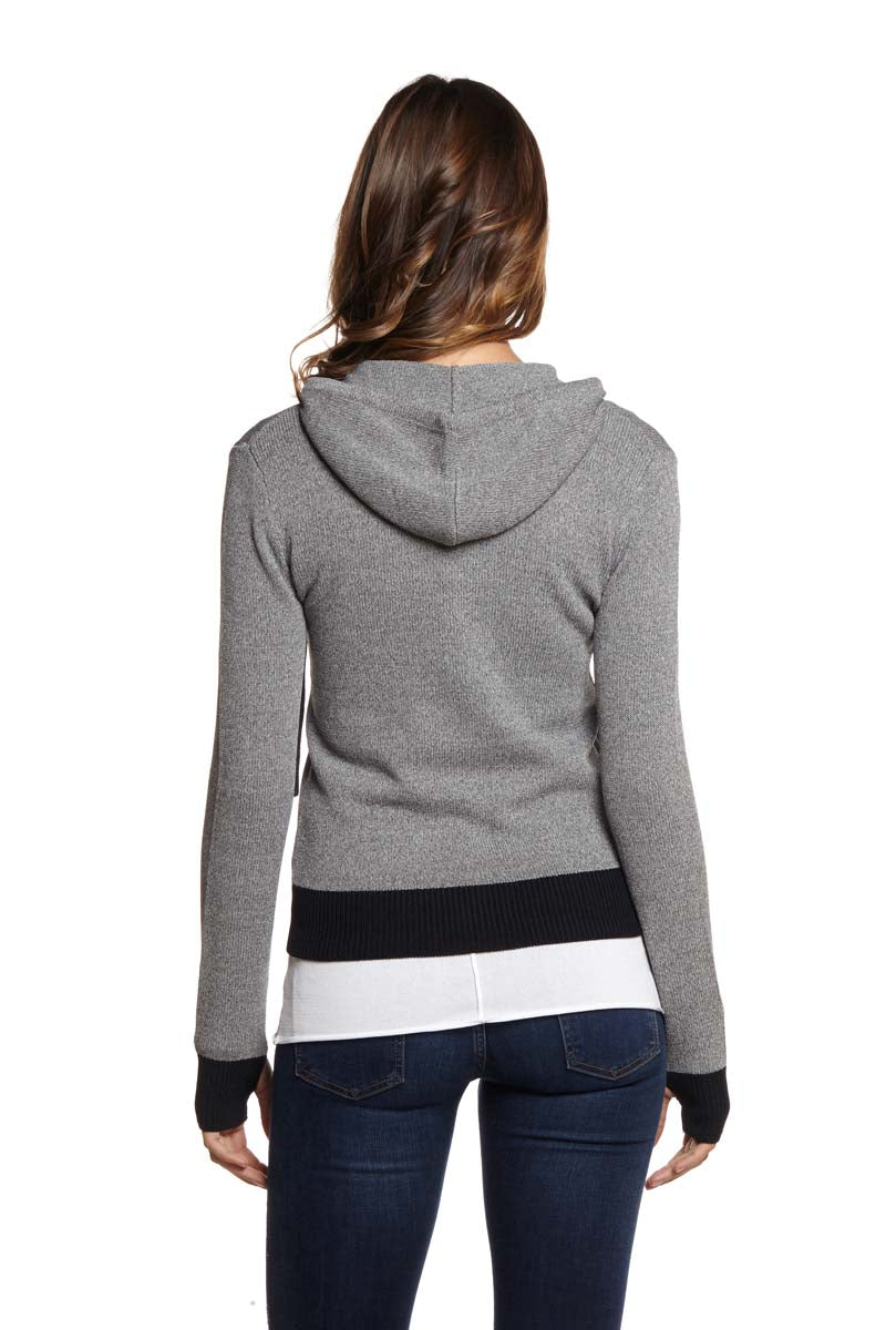 BRIANNA Zip Front Hoodie Contrast Trim