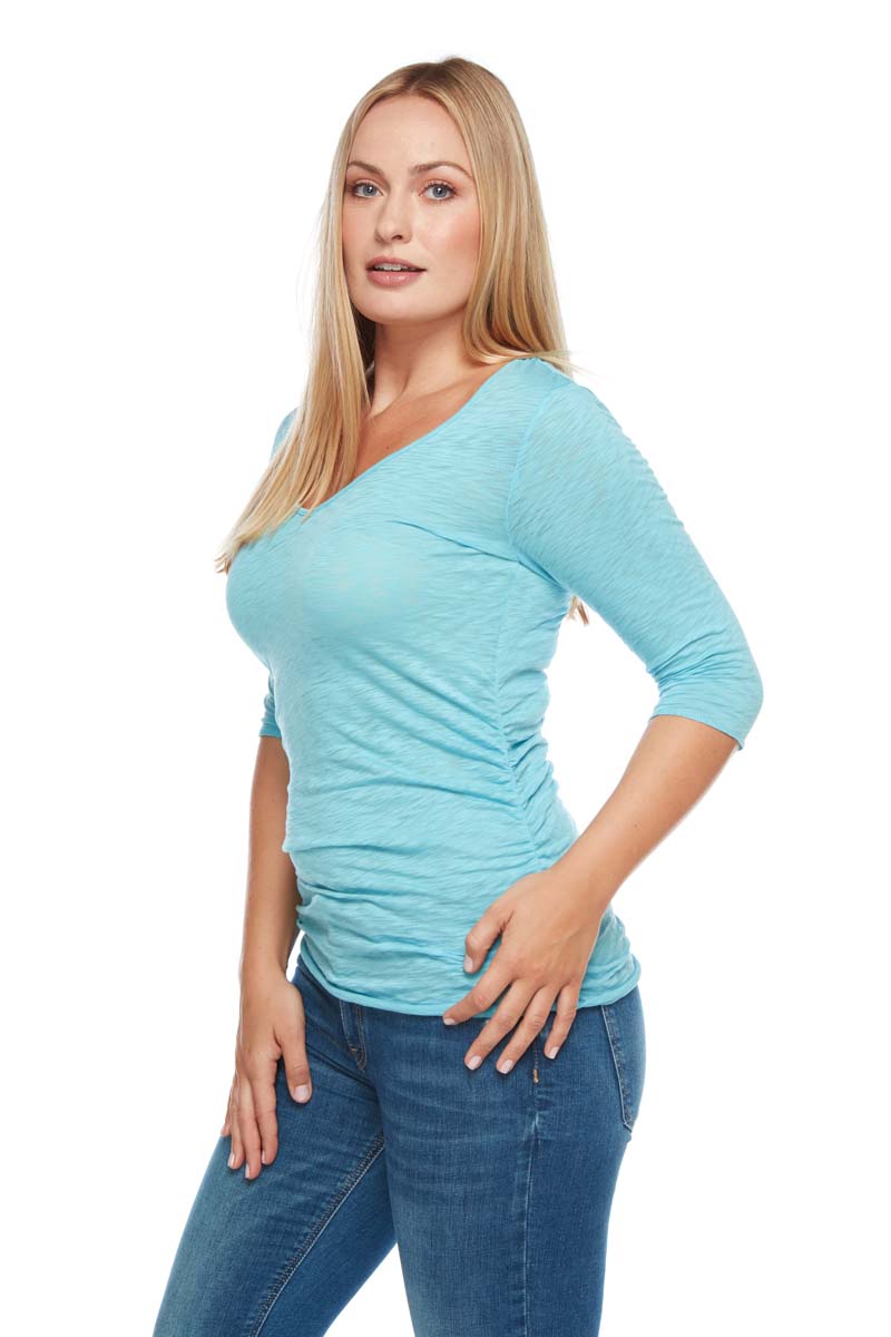 GIA Ruched Side V-Neck