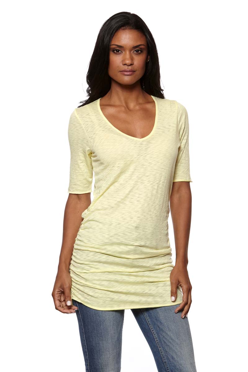 GIA Ruched Side V-Neck