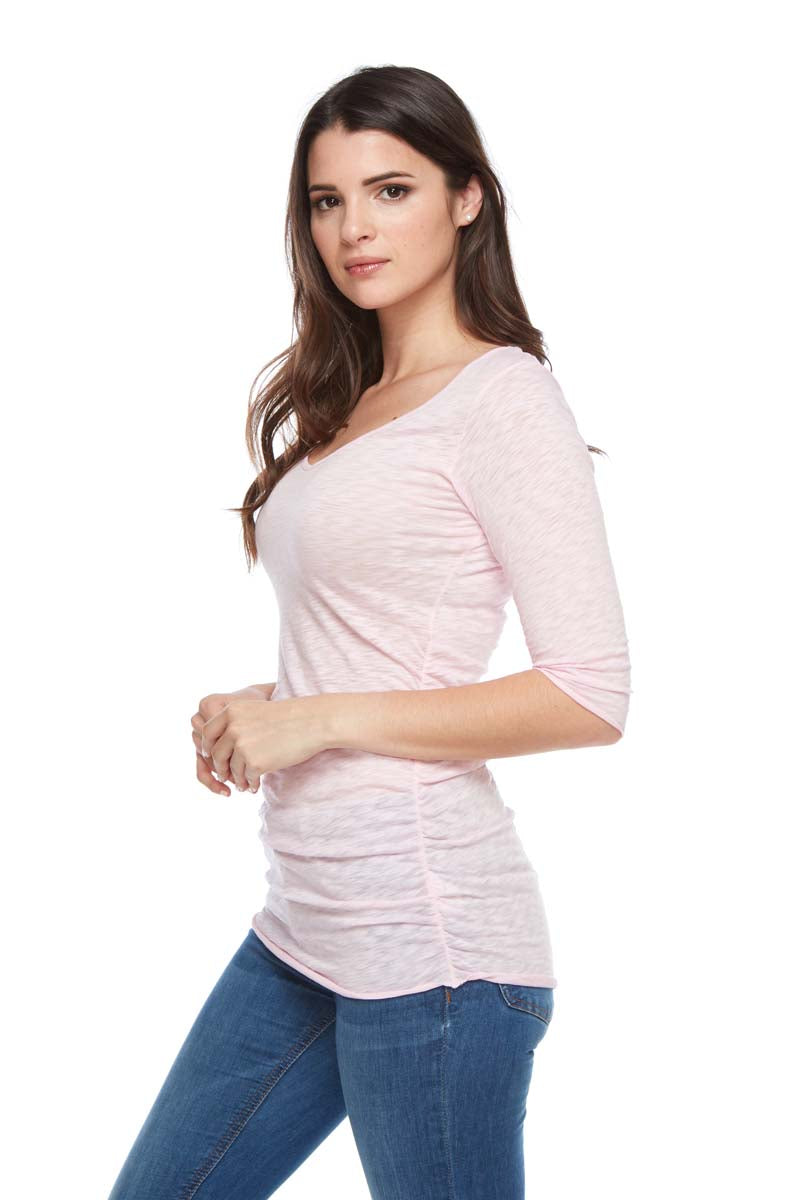 GIA Ruched Side V-Neck