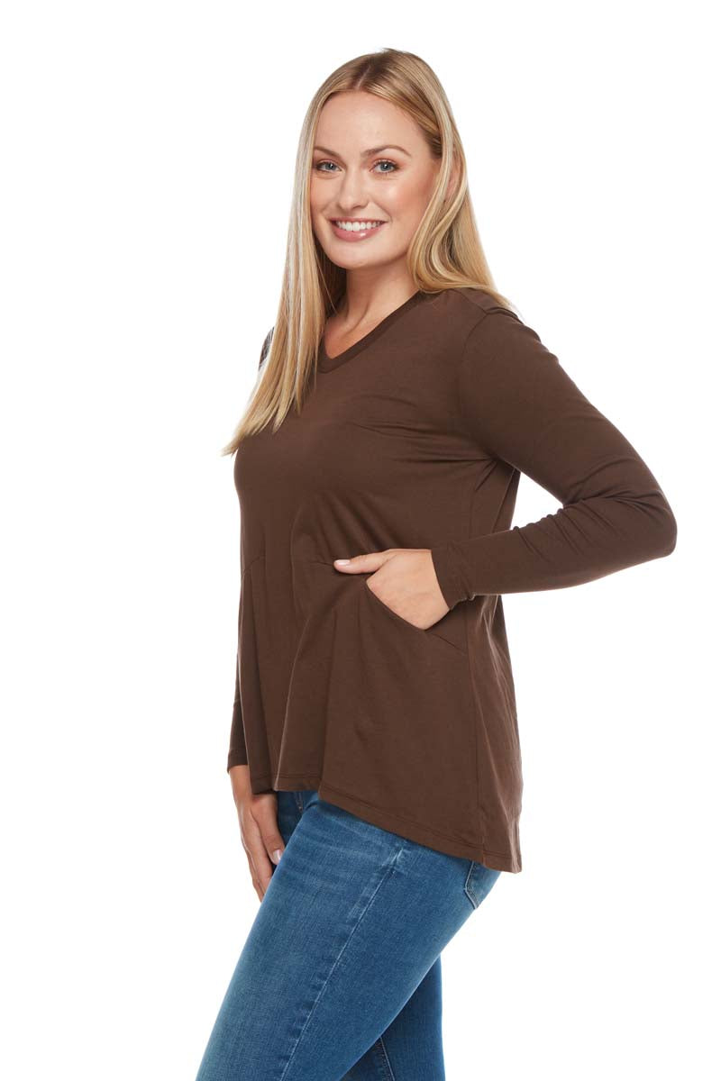 Grace Ribbed Long Sleeve V Neck