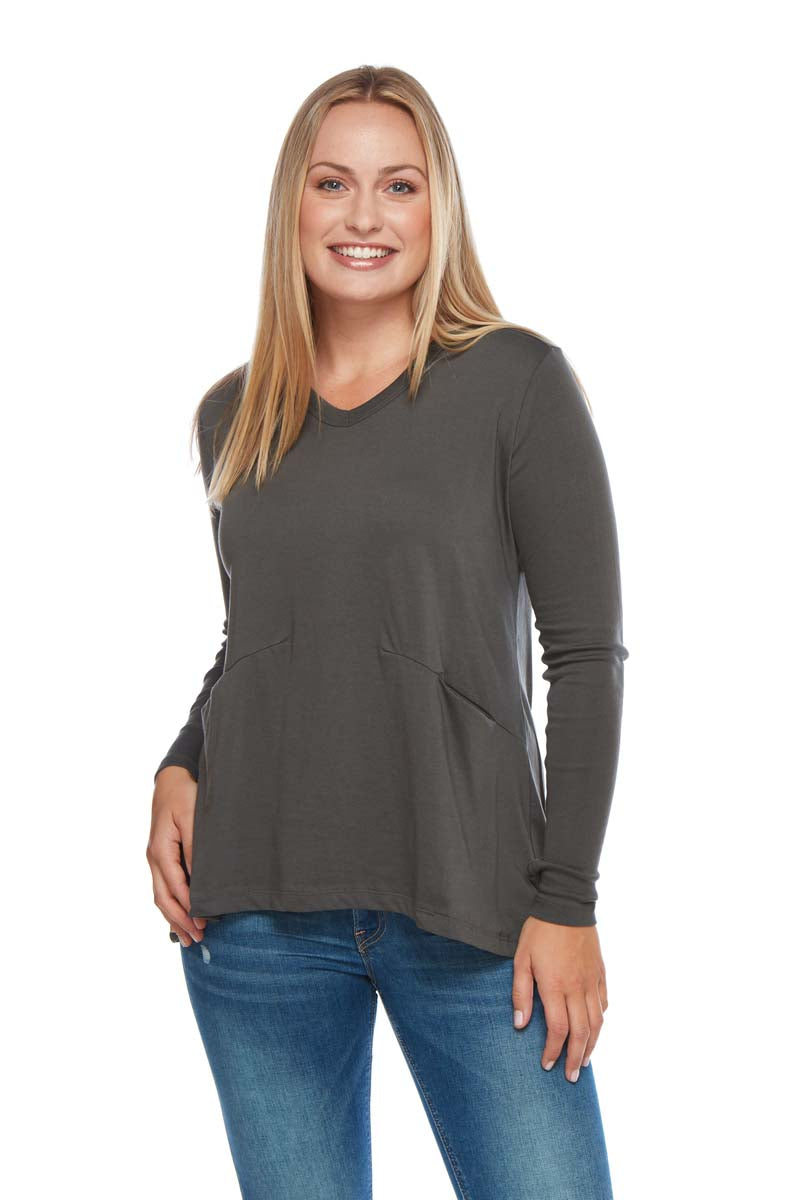 Grace Ribbed Long Sleeve V Neck
