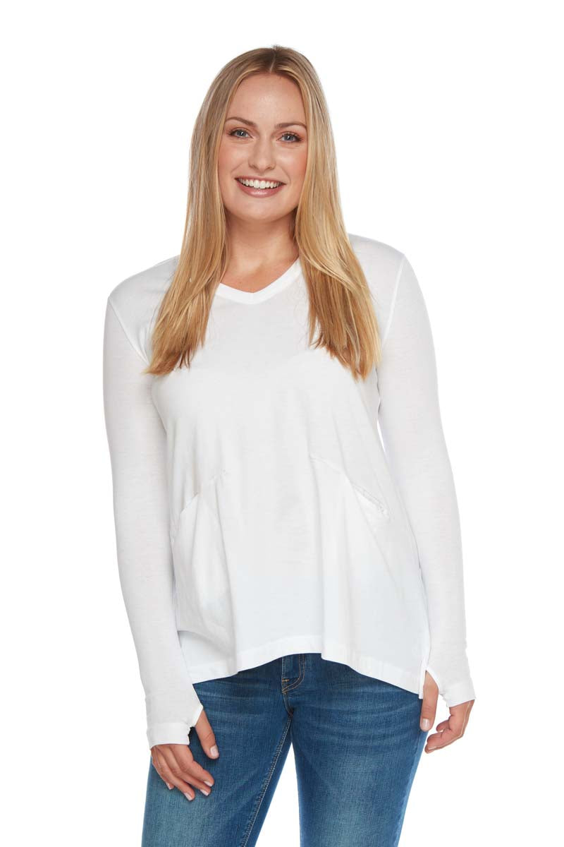 Grace Ribbed Long Sleeve V Neck