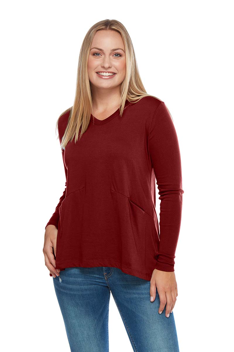 Grace Ribbed Long Sleeve V Neck