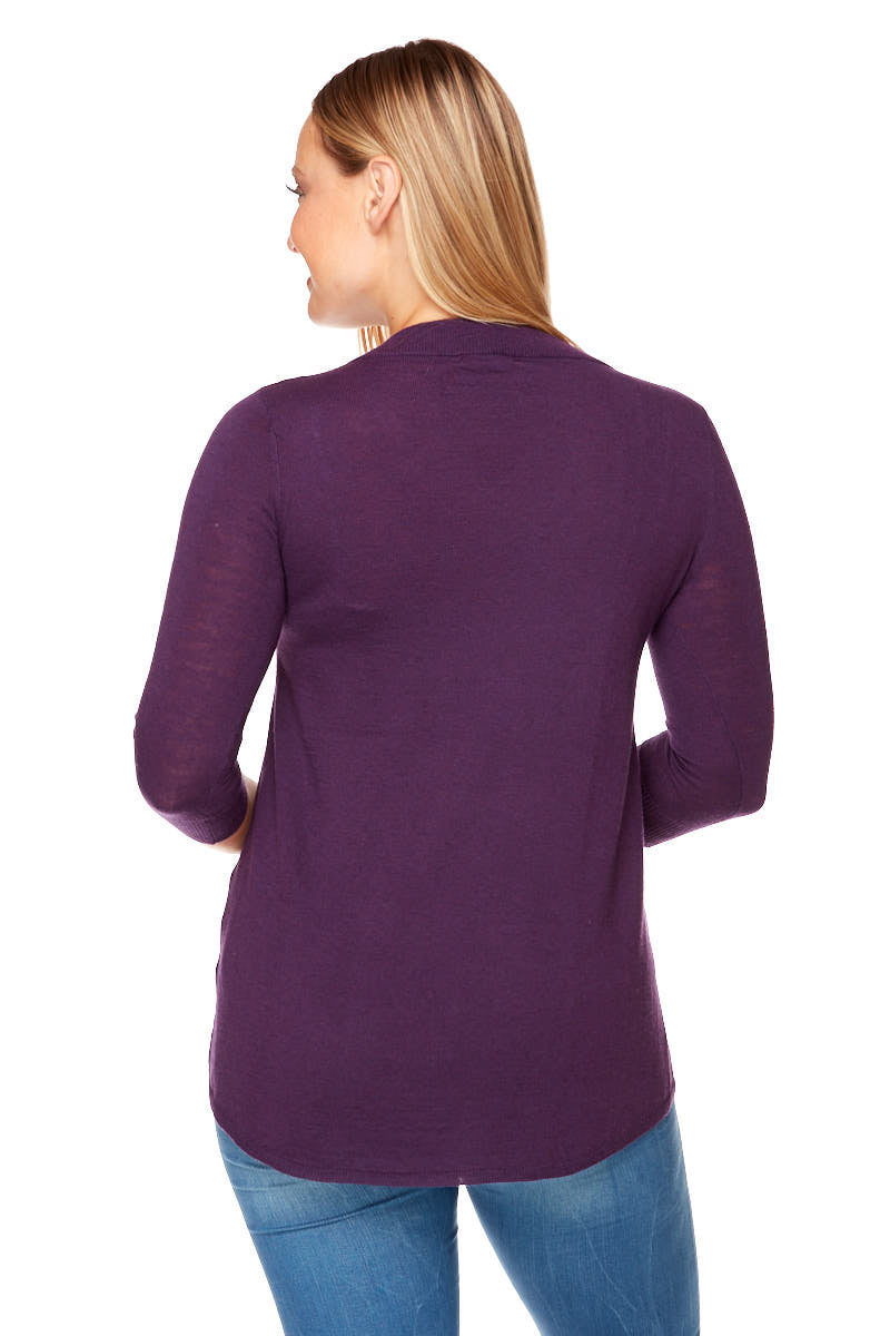 HELENA  V- Neck High Low Sweater Elbow Sleeves