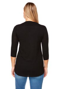 HELENA  V- Neck High Low Sweater Elbow Sleeves