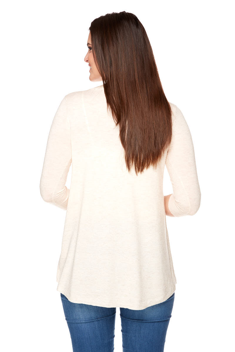 HELENA  V- Neck High Low Sweater Elbow Sleeves