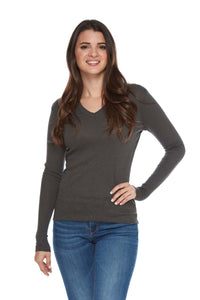 IVY Ribbed Long Sleeve V Neck Tee