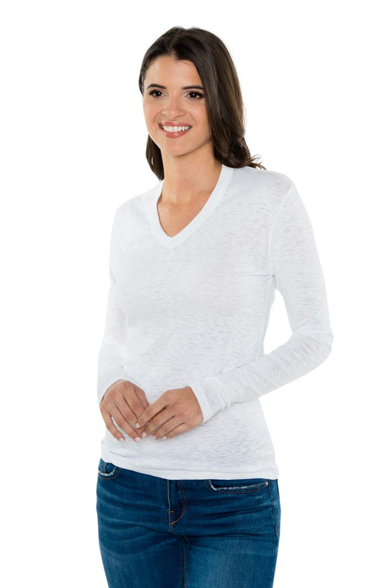 IVY Ribbed Long Sleeve V Neck Tee