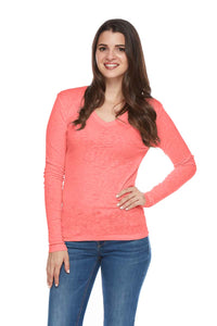 IVY Ribbed Long Sleeve V Neck Tee