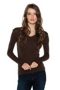 IVY Ribbed Long Sleeve V Neck Tee