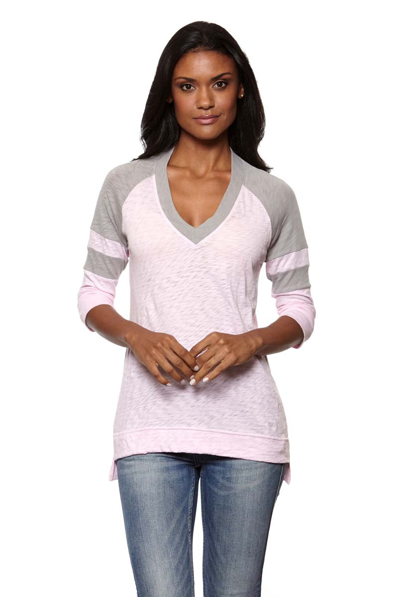 JULIE Color Block V-Neck Raglan