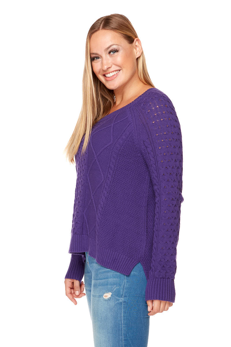 JAMIE Long Sleeve Cable Knit Sweater