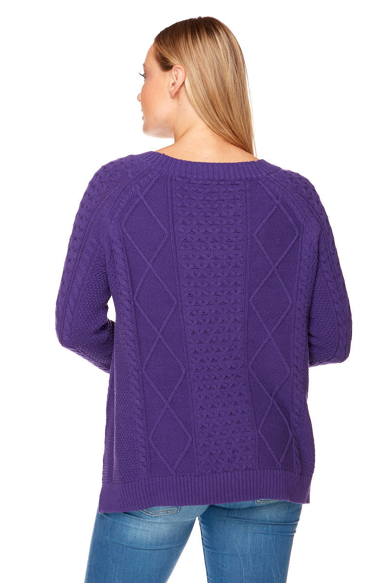 JAMIE Long Sleeve Cable Knit Sweater