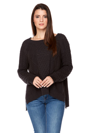 JAMIE Long Sleeve Cable Knit Sweater