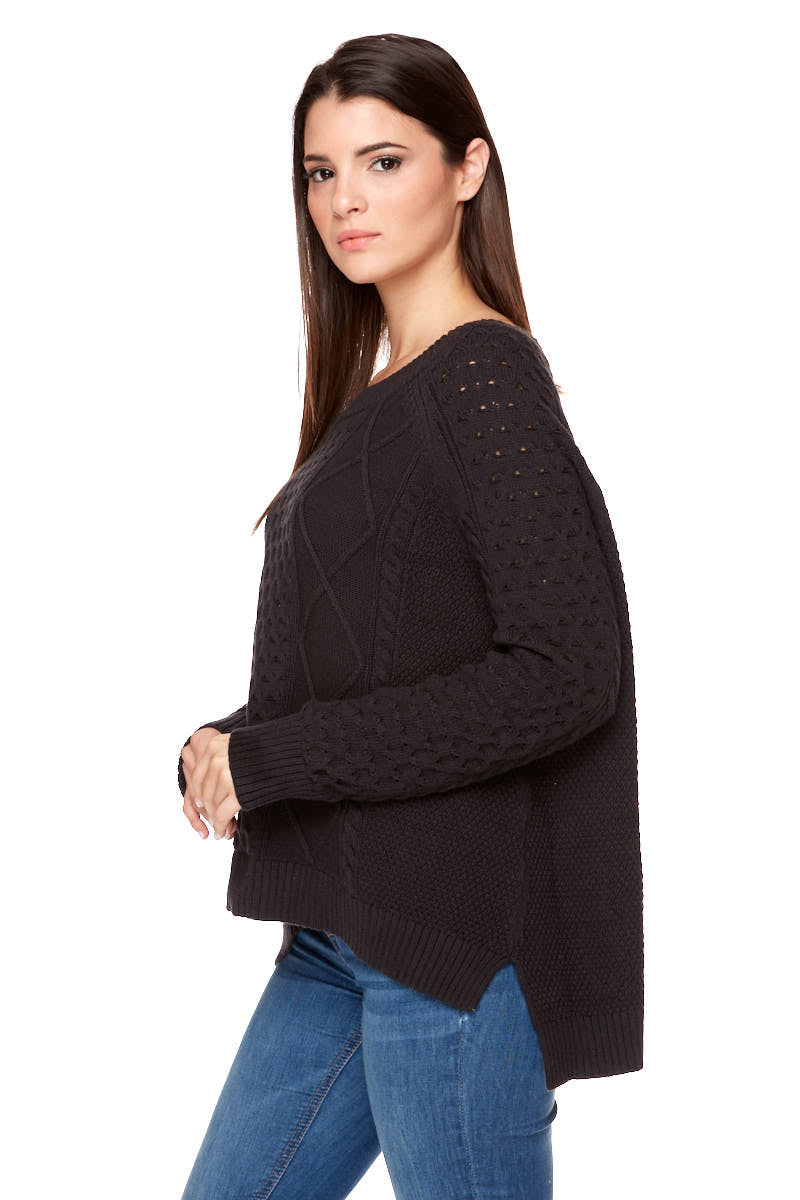 JAMIE Long Sleeve Cable Knit Sweater