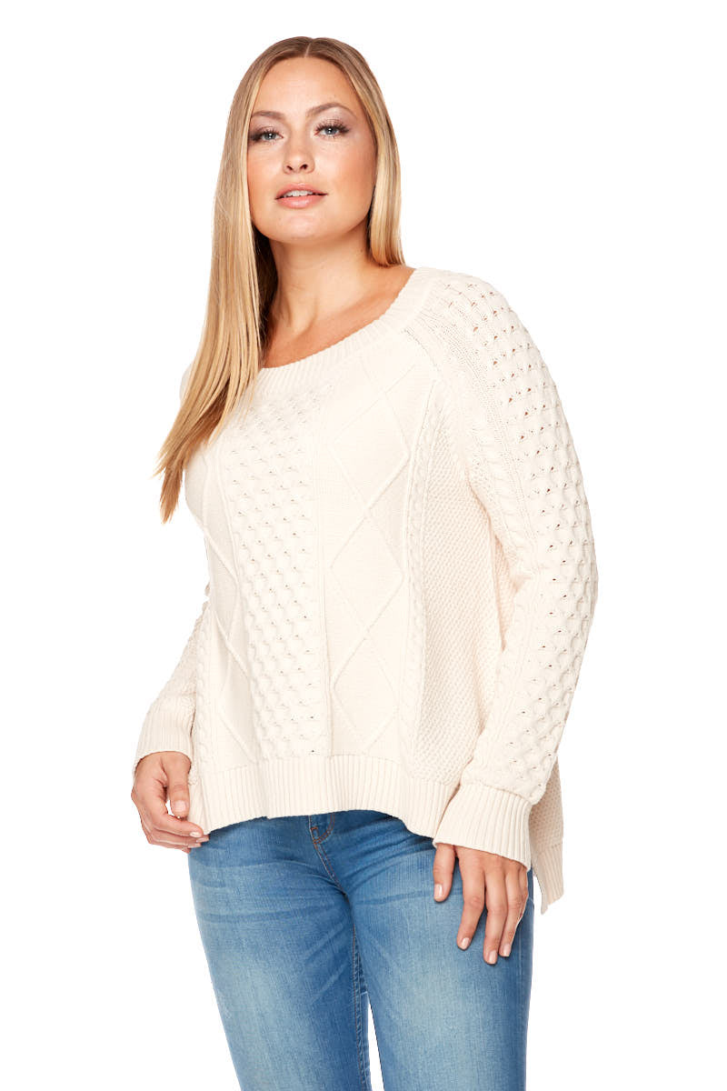 JAMIE Long Sleeve Cable Knit Sweater