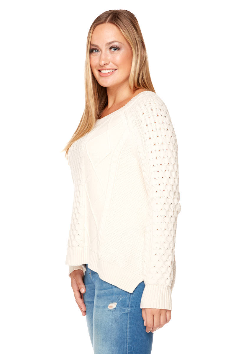 JAMIE Long Sleeve Cable Knit Sweater