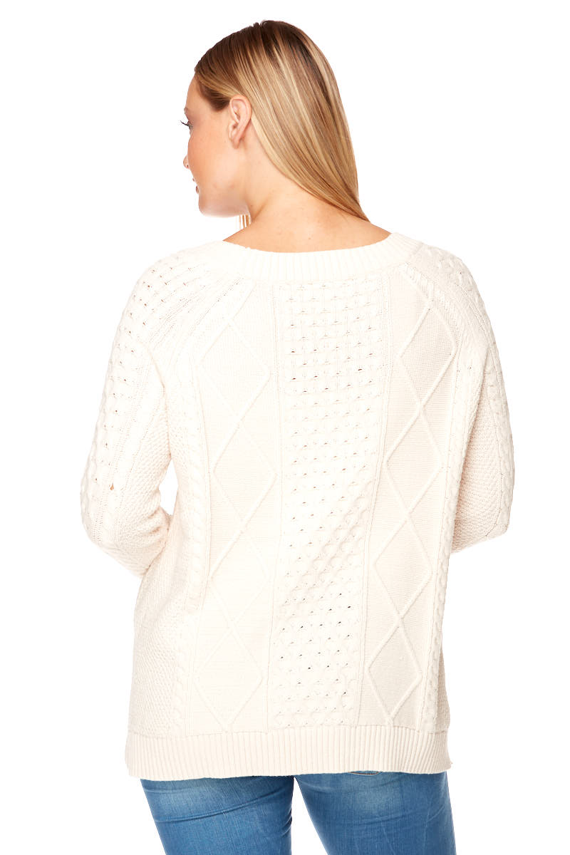 JAMIE Long Sleeve Cable Knit Sweater
