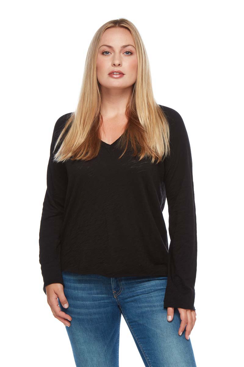JOLIE Bell Sleeve Pima Cotton V Neck