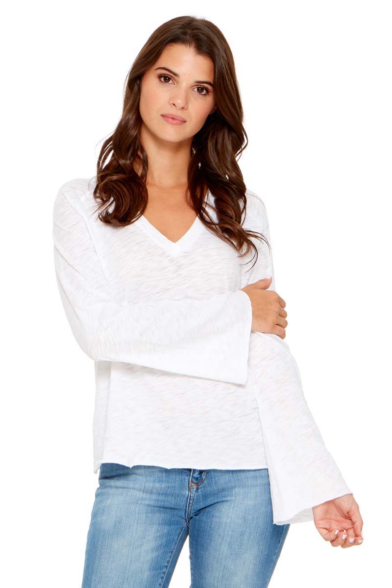 JOLIE Bell Sleeve Pima Cotton V Neck