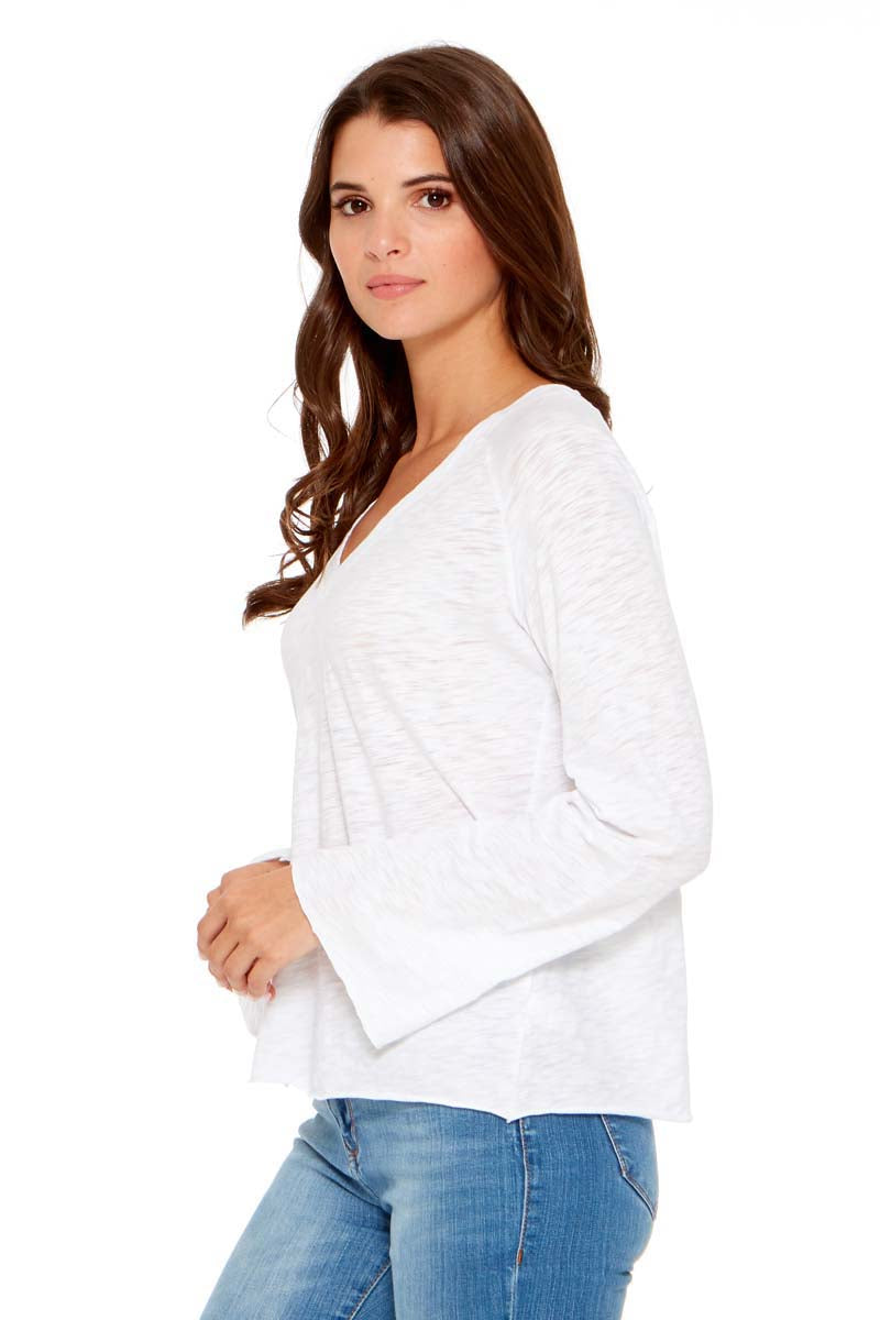 JOLIE Bell Sleeve Pima Cotton V Neck