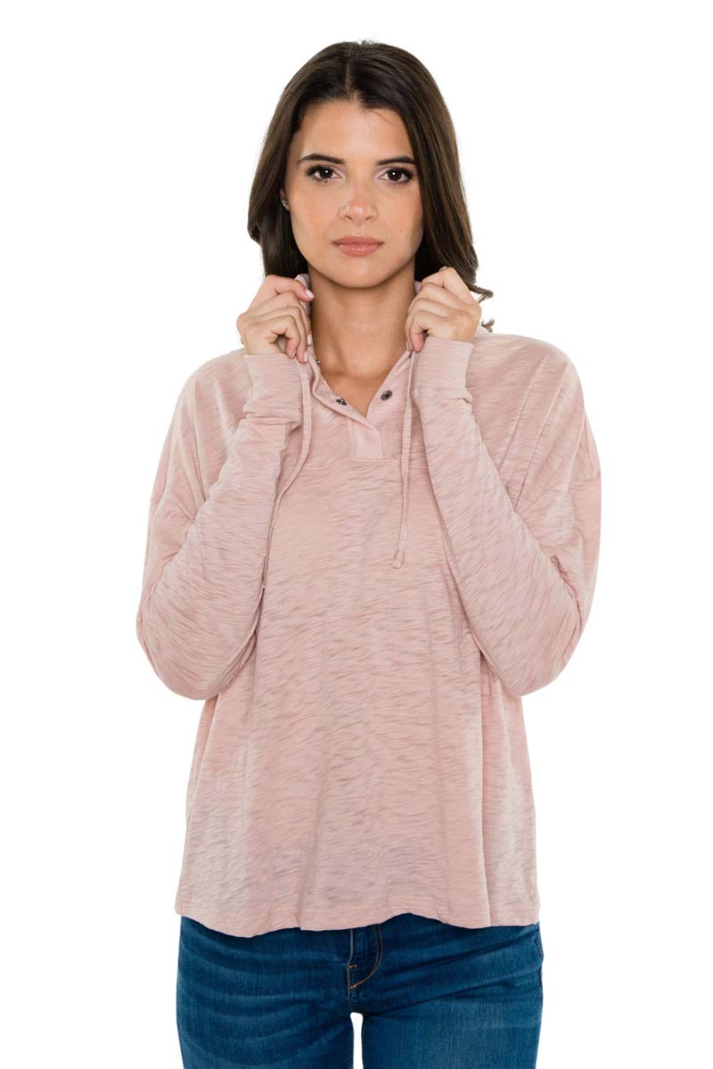 KAIA Snap Collar Longsleeve Tee
