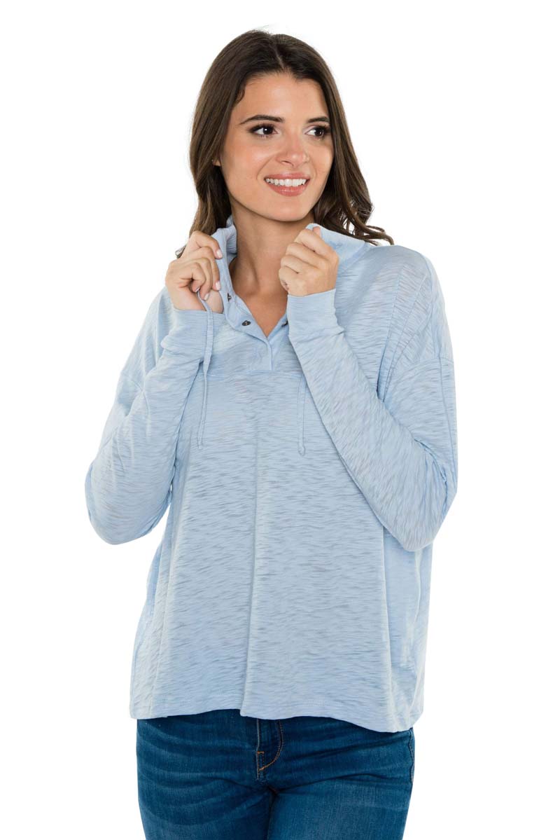 KAIA Snap Collar Longsleeve Tee
