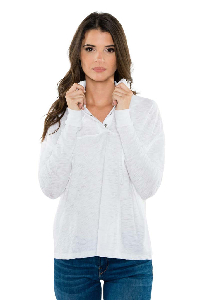 KAIA Snap Collar Longsleeve Tee