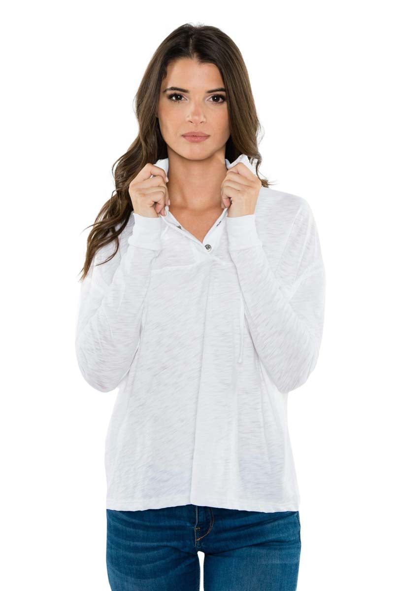 KAIA Snap Collar Longsleeve Tee