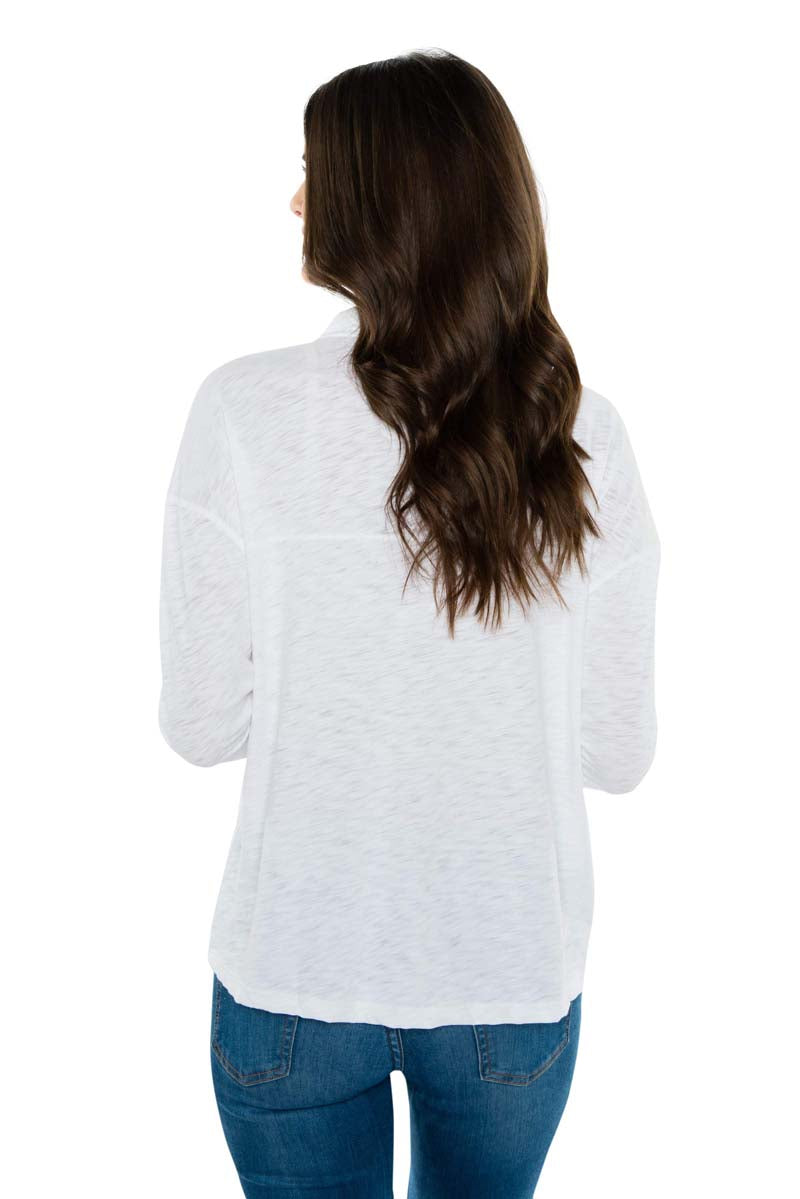 KAIA Snap Collar Longsleeve Tee