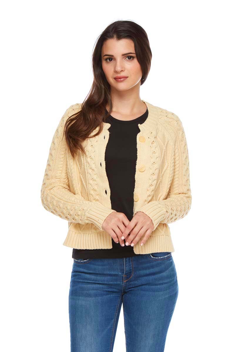 KODIE Cable Knit Button Front Sweater