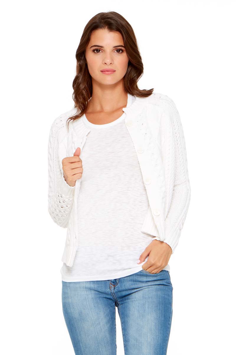 KODIE Cable Knit Button Front Sweater