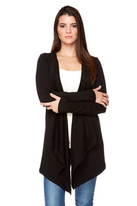 LESLIE Long Sleeve Two Pocket Hooded Cardigan