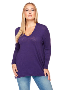 STELLA Long Sleeve V-Neck High Low Top