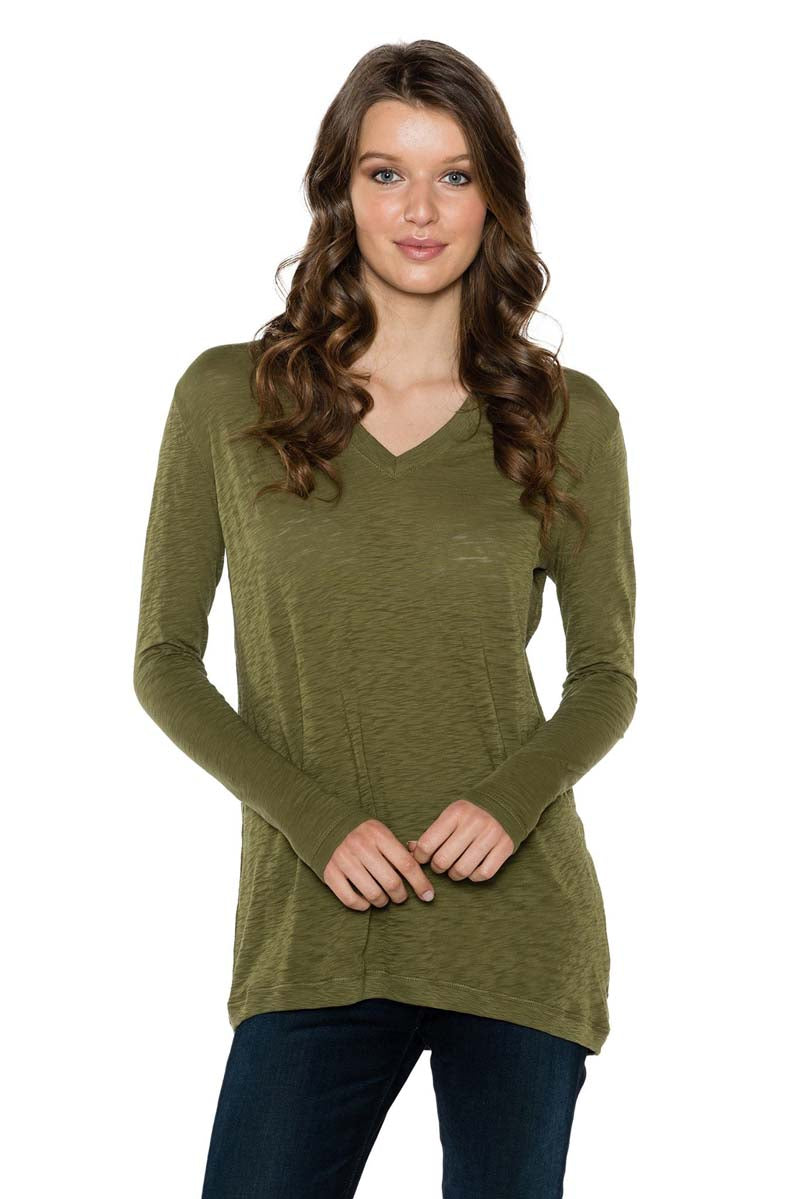 STELLA Long Sleeve V-Neck High Low Top