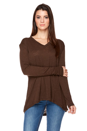 STELLA Long Sleeve V-Neck High Low Top