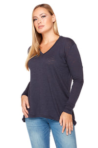 STELLA Long Sleeve V-Neck High Low Top