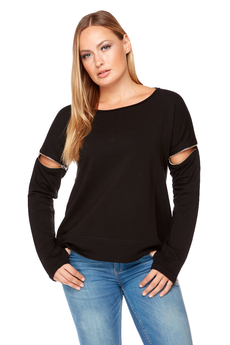 SYDNEY Long Sleeve Zippered Detailed Sweater