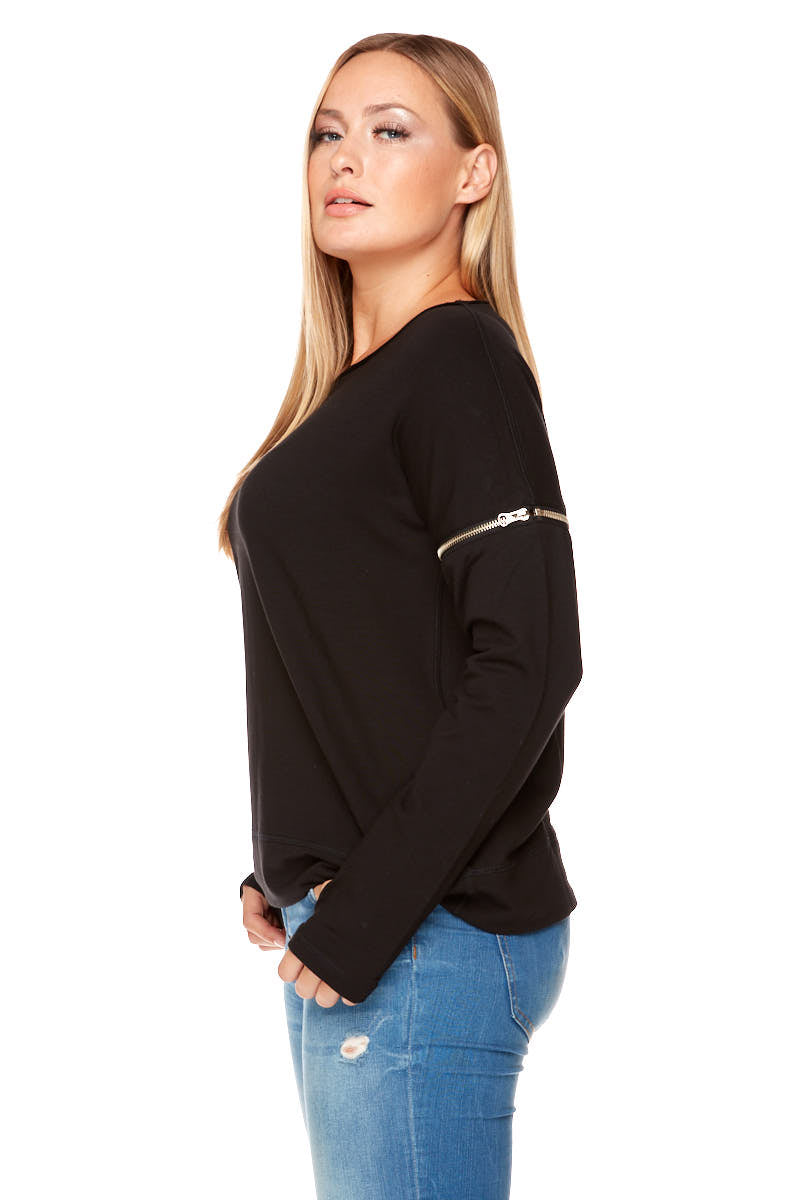 SYDNEY Long Sleeve Zippered Detailed Sweater