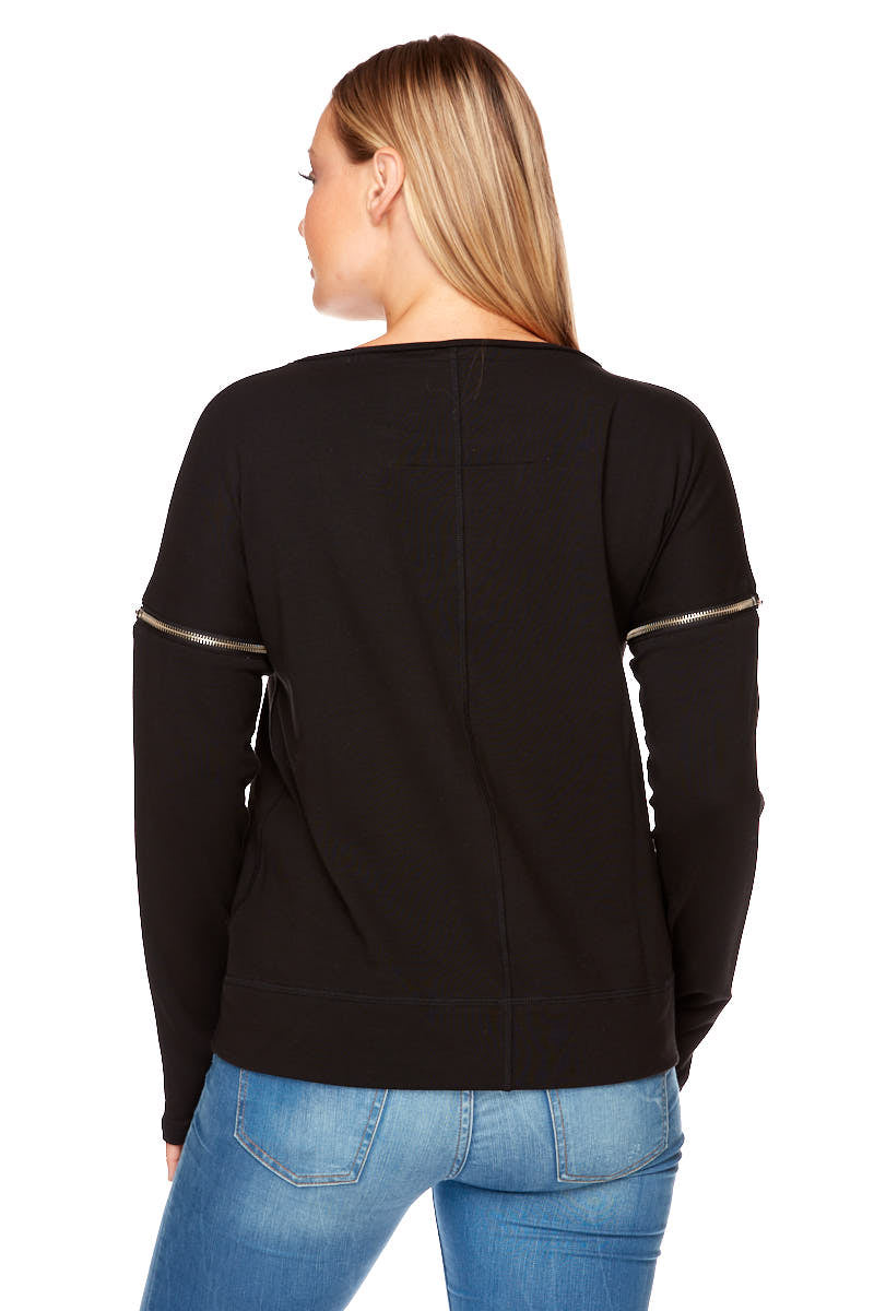 SYDNEY Long Sleeve Zippered Detailed Sweater