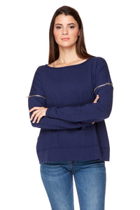 SYDNEY Long Sleeve Zippered Detailed Sweater
