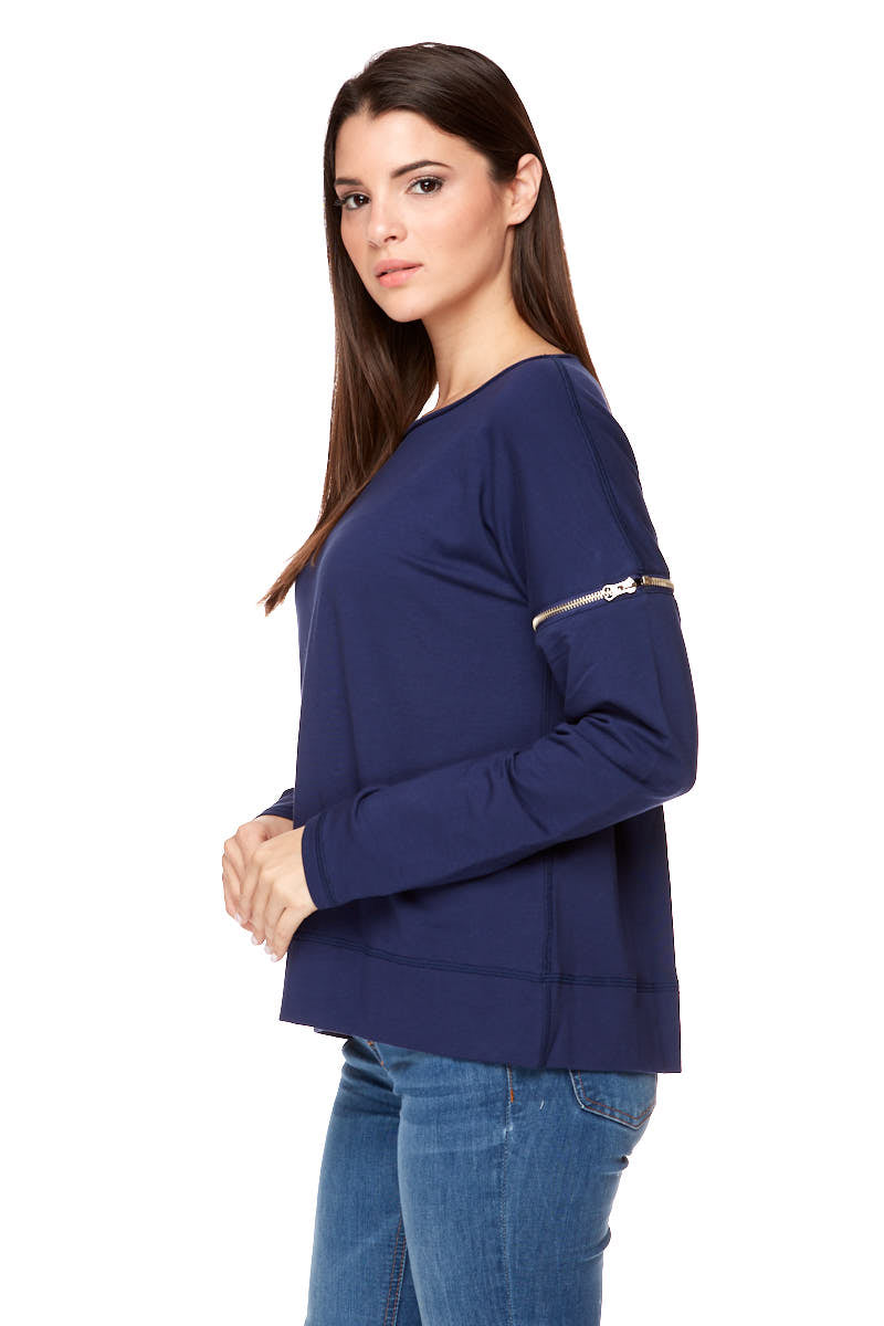 SYDNEY Long Sleeve Zippered Detailed Sweater