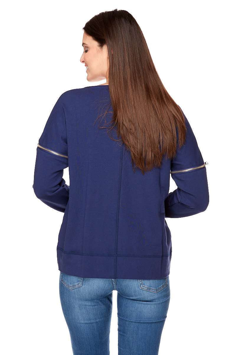 SYDNEY Long Sleeve Zippered Detailed Sweater